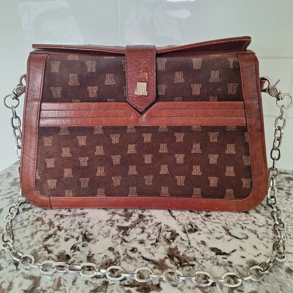 Vintage Lanvin‎ Leather Suede tote shoulder bag clutch